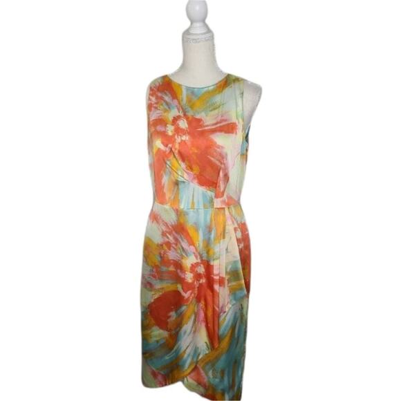 Tahari Sleeveless Multi Colored Print Dress Size 6 Petite - Picture 1 of 12